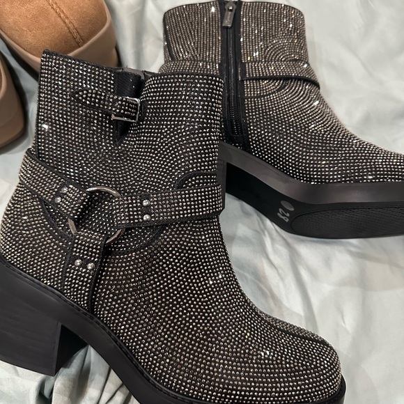 Jessica Simpson Black Sparkle Ankle Booties - Picture 3 of 4